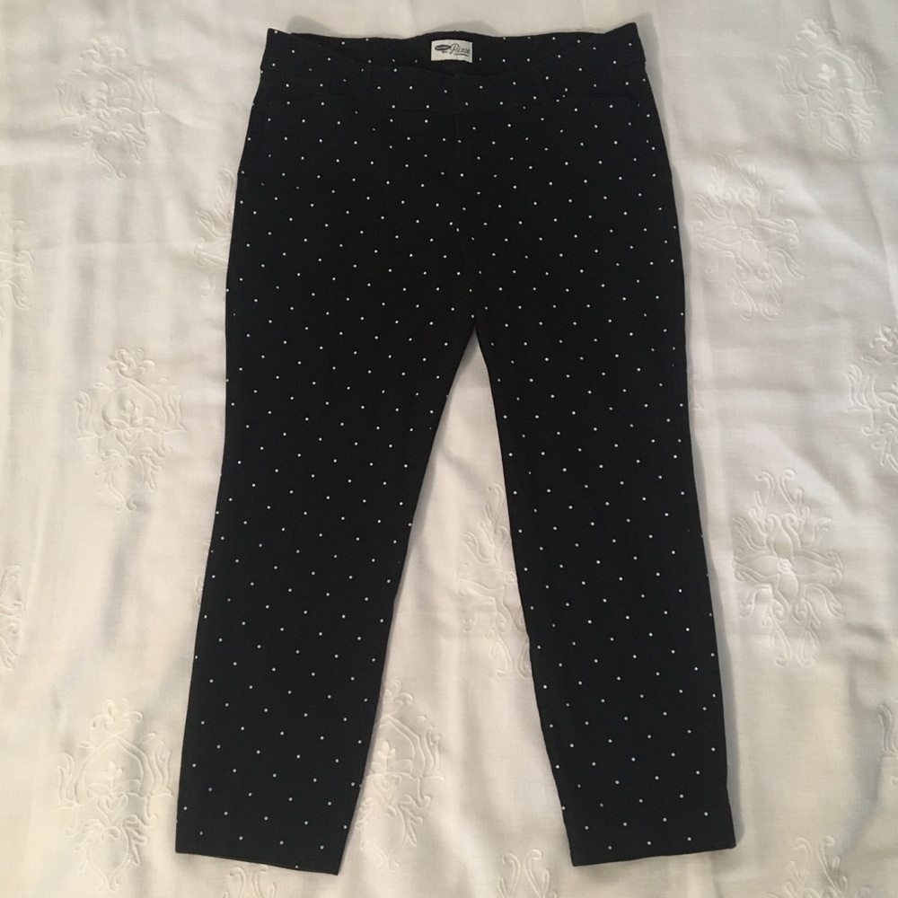 Old Navy Pixie Pants, Black with White Polka Dots
